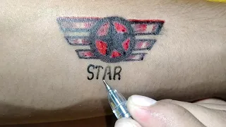how to make star wings tattoo / simple tribal tattoo make at home with pen