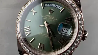 Rolex Day-Date 40 Olive Green Diamonds 228345RBR Rolex Watch Review