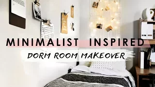 MINIMALIST DORM ROOM MAKEOVER + hacks and tips!