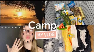 Влог🙀// Собираю чемодан в лагерь⛺️// Что я беру с собой в лагерь?💓// Покупаю еду в лагерь🥨🍓🍎