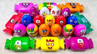 Finding Numberblocks Rainbow Eggs SLIME, Big Candy CLAY Coloring! Satisfying ASMR Video