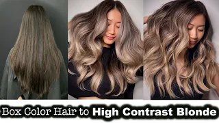 BOX COLOR HAIR to HIGH CONTRAST BLONDE