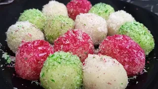 How to make coconut balls with condensed milk | easy coconut balls recipe | by Kitchen with Fouzia