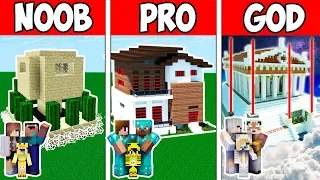 Minecraft NOOB vs PRO vs GOD : FUTURE SAFEST FAMILY HOUSE BUILD CHALLENGE in Minecraft Animation
