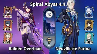 C0 Raiden Overload & C0 Neuvillette Furina - NEW Spiral Abyss 4.4 Floor 12 Genshin Impact