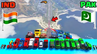 India Vs Pakistan | Gta 5 Indian Cars Vs Pakistan Cars Mega Jumping Challenge | Gta 5 Gameplay