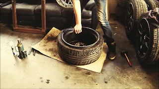 Low profile car tire tyre removal - DIY (by hand) BBS rc301 10j 245/35-18