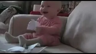 Amazing baby laugh over ripping paper