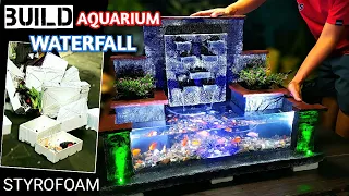 Build Mini Garden Waterfall Aquarium - CREATIVE IDEAS WITH CEMENT AND STYROFOAM VERY EASY