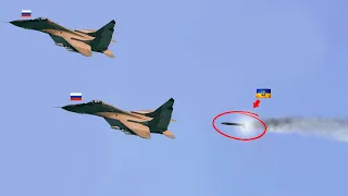 Scary Moment! Russian MiG-29 fighter pilots killed in explosion after being hit by a missile