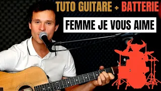 Comment jouer facilement Femmes je vous aime de Julien Clerc TUTO GUITARE + BATTERIE