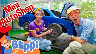 Blippi and Meekah's Mini Autoshop! | Excavators and Cars | Vehicles For Kids | Educational Videos