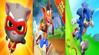 TALKING TOM HERO DASH VS SONIC DASH All Star Amy VS CRASH BANDICOOT MOBILE Android Gameplay HD