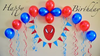 Balloon birthday decoration idea at home|Spiderman birthday decoration|DIY easy balloon decoration