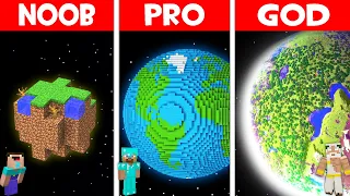 WHAT is INSIDE BIGGEST PLANET HOUSE in Minecraft NOOB vs PRO vs GOD? PLANET BUILD CHALLENGE!