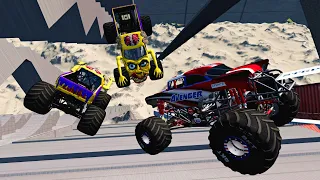 AVENGER Monster Jam ZOMBIE Monster Truck VS Deadly Stairs Destruction Beamngdrive