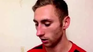 Goal scorer Louis Moult discussing his first goal for the club