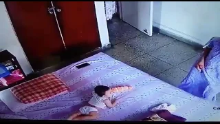 Cute Baby falling off the bed for mobile I Baby falling video I Infant Falling from bed