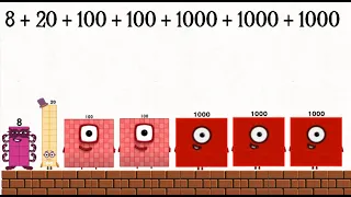 Numberblocks 8 plus and times in 5 stages and produce new number