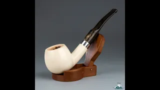 Finest Quality Block Meerschaum Long Bent Apple 900 Silver Band Saddle Stem 9mm