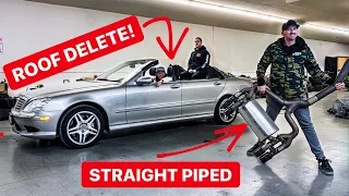 WE HACKED THE ROOF OFF AND STRAIGHT PIPED MY SUPERCHARGED AMG! *ITS SO LOUD*