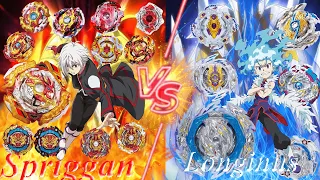 Beyblade Burst Shu Kurenai(Spriggan) VS Lui Shirosagi(Longinus) All Generations Battle