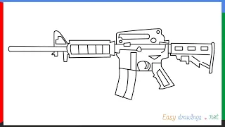 How to draw M4A1 step by step for beginners