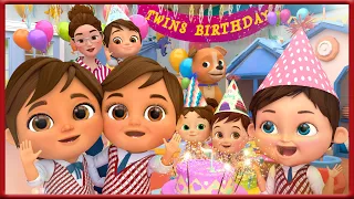 Twin Happy Birthday Song Party First Day of School - Banana Cartoon