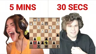 Magnus Carlsen Beats Alexandra in 30 Seconds | 5 Minutes vs 30 Sec |