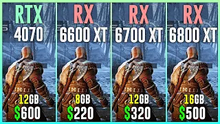 RTX 4070 vs RX 6600 XT vs RX 6700 XT vs RX 6800 XT - Test in 12 Games