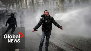 France rocked by nationwide protests against pension reform with some turning violent