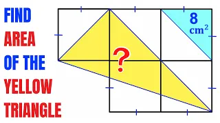 Calculate area of the Yellow shaded Triangle | Blue area is 8 | Important Geometry skills explained