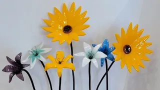 Fused Glass Flowers with Copper stems