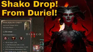 Diablo IV S2 - First Harlequin Crest Shako Find Of The Clan! (Duriel King Of Maggots Drop)