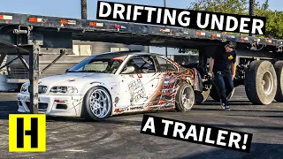 BMW Tandem Drifting Battle UNDER a Trailer! We Finally Raised it Up