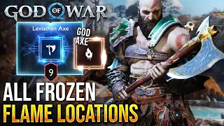 God of War Ragnarok - How To Fully Upgrade Leviathan Axe To Level 9 - All Frozen Flame Locations