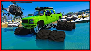 GTA 5 Roleplay - FLOATING MEGA TRUCK DRIVES IN OCEAN & DESTROYING COPS | RedlineRP