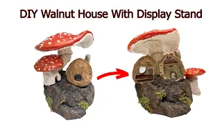 DIY Walnut Shell House With Window / Fold Out Floors / Mushroom Stand