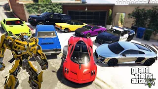 GTA 5 - Stealing TRANSFORMERS Decepticon Vehicles with Franklin! (Real Life Cars #44)