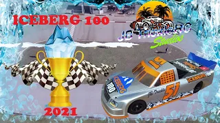 RC Paved Oval racing at ERC (ICEBERG 100) 100 lap RC NASCAR Truck racing with pan cars