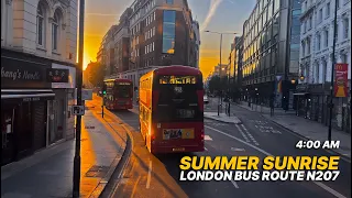 LONDON Bus Ride at dawn (4:00 AM), from West London through the heart of the city - Bus Route N207 🚌