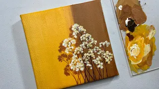 White flowers painting/acrylic painting for beginners tutorial/aesthetic floral painting