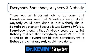 The story of "Everybody, Somebody, Anybody & Nobody"