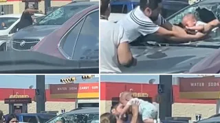 WATCH: Windshield smashed to rescue baby from hot car at South Texas HEB