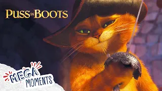 Sword Fight Or Dance Battle? 🐱 🥾🕺 | Puss In Boots | Movie Moments | Mega Moments