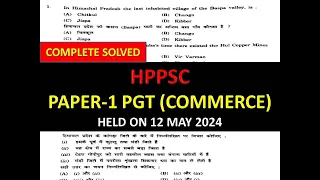 HPPSC PGT COMMERCE PAPER 1 SOLVED HELD ON 12 MAY 2024
