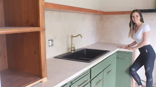 DIY Concrete Countertop & Concrete Backsplash (Colored Concrete Counter)