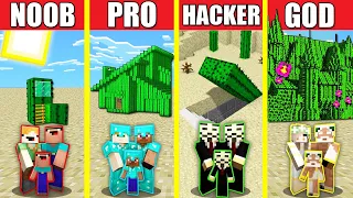 Minecraft Battle: CACTUS HOUSE BUILD CHALLENGE - NOOB vs PRO vs HACKER vs GOD / Animation BASE