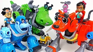 Vilians attack Tayo! Build me! Rusty Rivets Tigerbot, Botarilla, transform dinosaur! - DuDuPopTOY