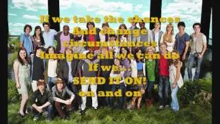 Demi,Miley,Selena and the Jonas brothers - Send it on!! With LYRICS ON SCREEN!